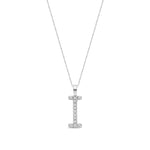 9ct White Gold Natural Diamond Initial I Pendant