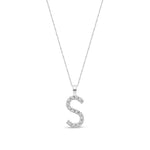 9ct White Gold Natural Diamond Initial S Pendant