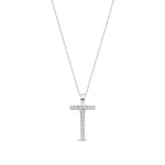 9ct White Gold Natural Diamond Initial T Pendant