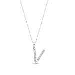 9ct White Gold Natural Diamond Initial V Pendant