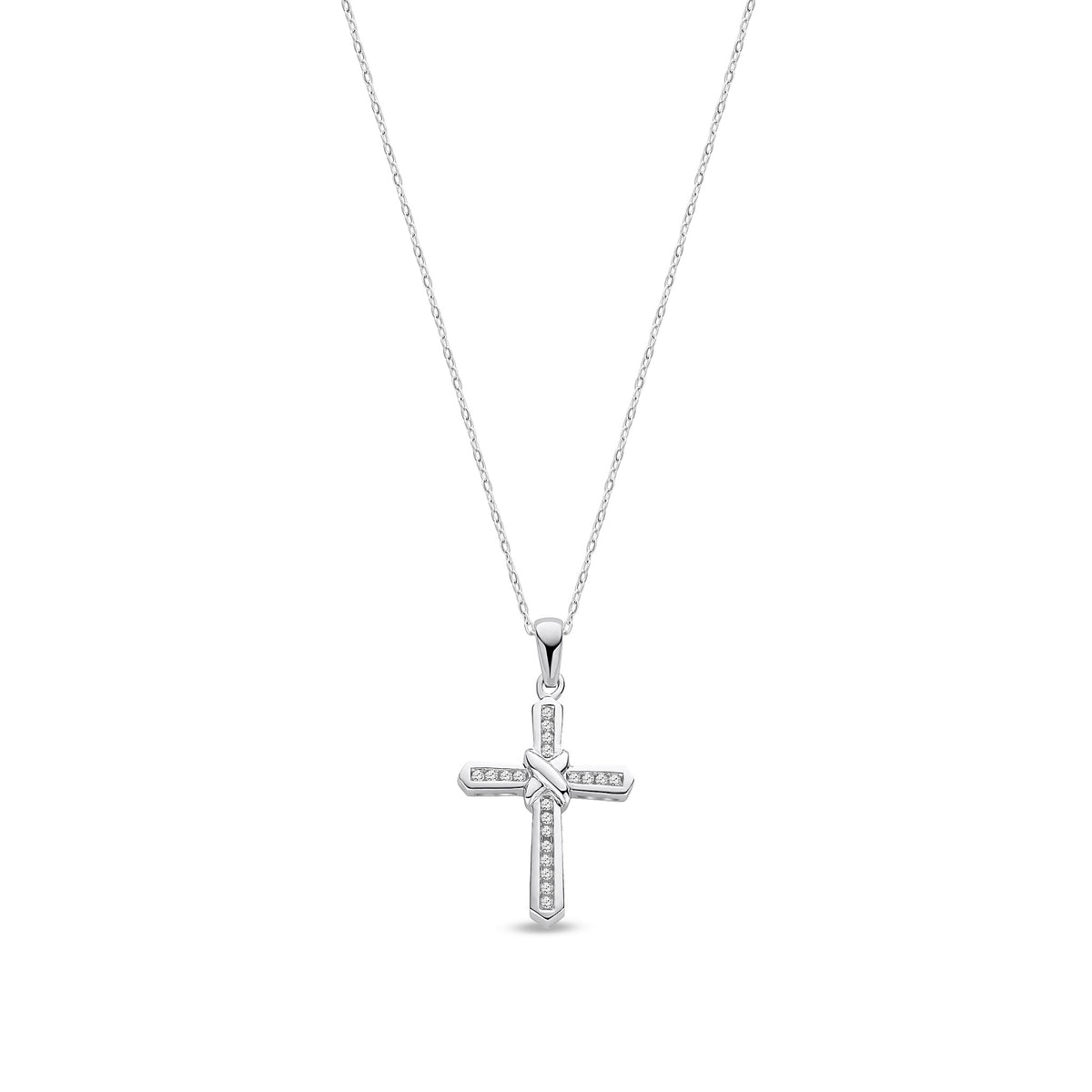 9ct White Gold Natural Diamond Classic Cross Pendant — 0.25ct