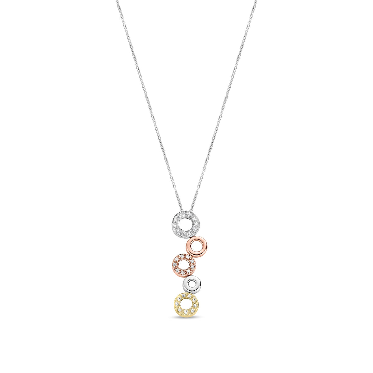 9ct Yellow, White and Rose Gold Natural Diamond Circle Cluster Pendant