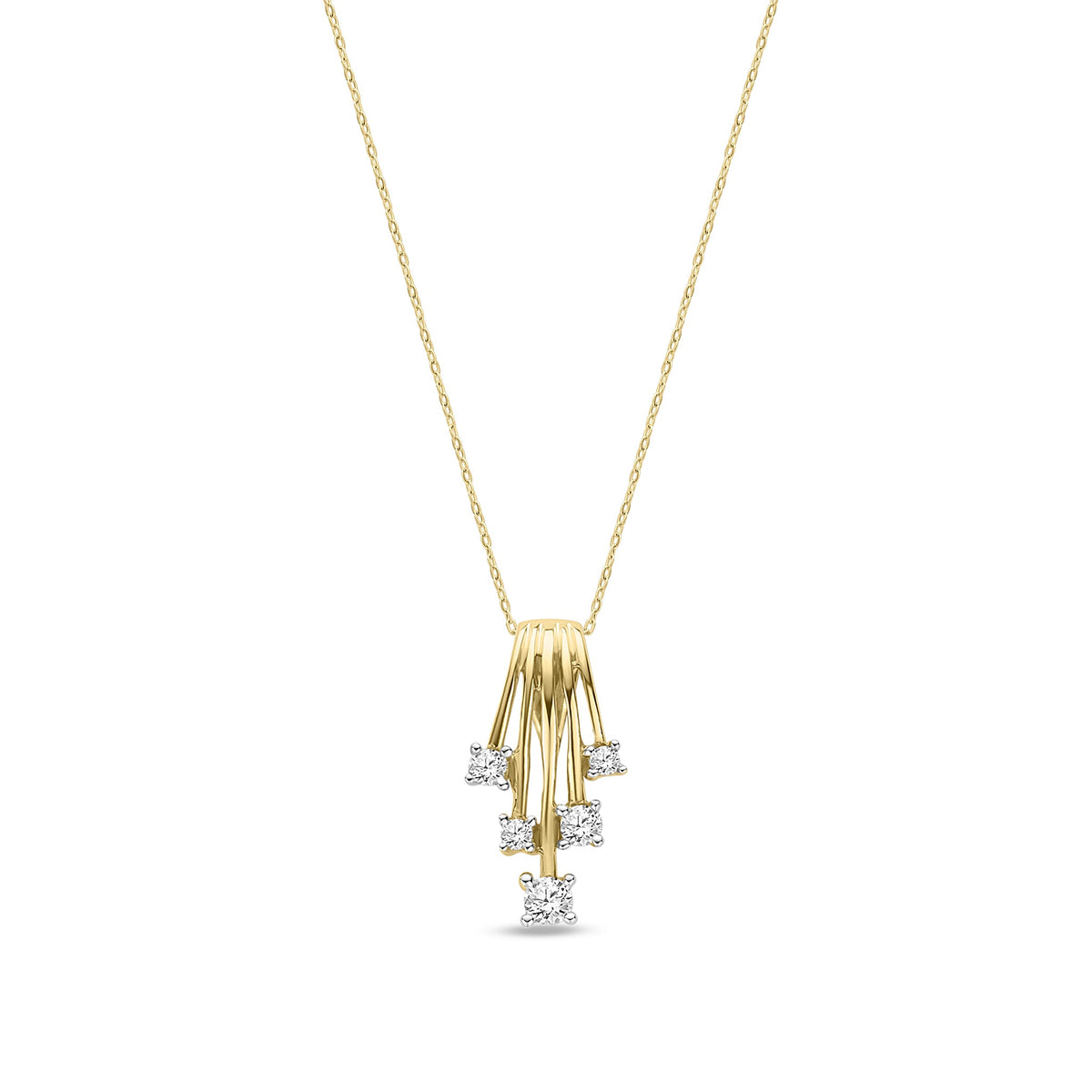 9ct Yellow Gold Natural Diamond Tassel Drop Pendant