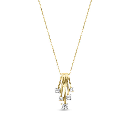 9ct Yellow Gold Natural Diamond Tassel Drop Pendant