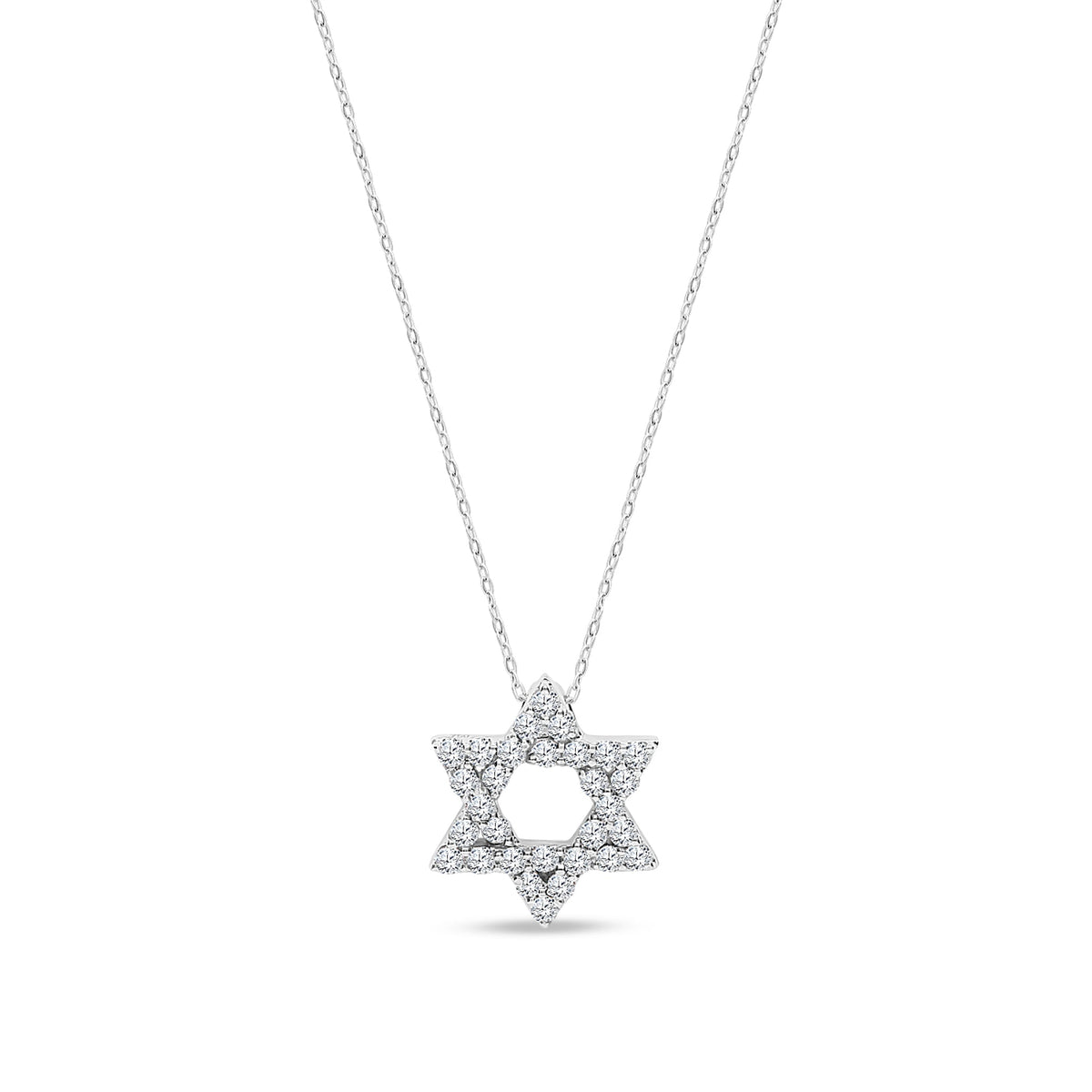 18ct White Gold Natural Diamond Star of David Pendant — 0.80ct