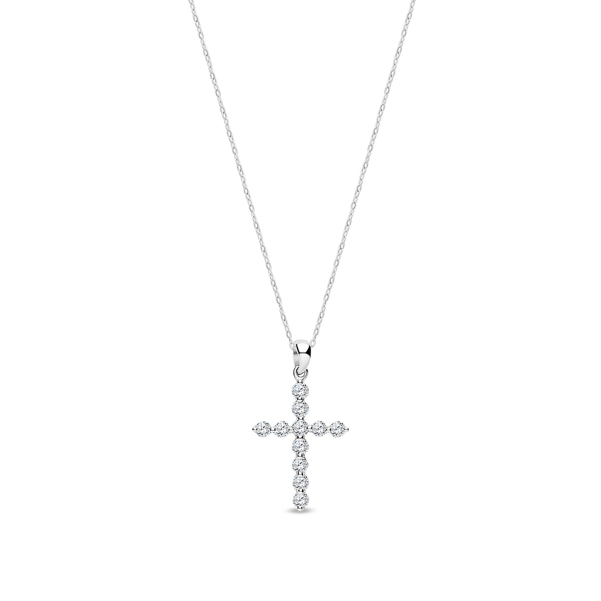 18ct White Gold Natural Diamond Cross Pendant — 0.30ct