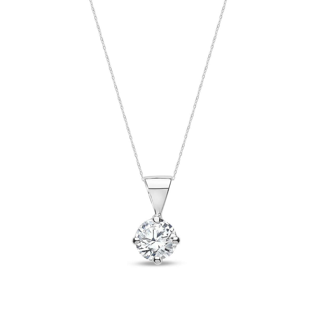 18ct White Gold Natural Diamond Claw Set Round Solitaire Pendant — 0.35ct