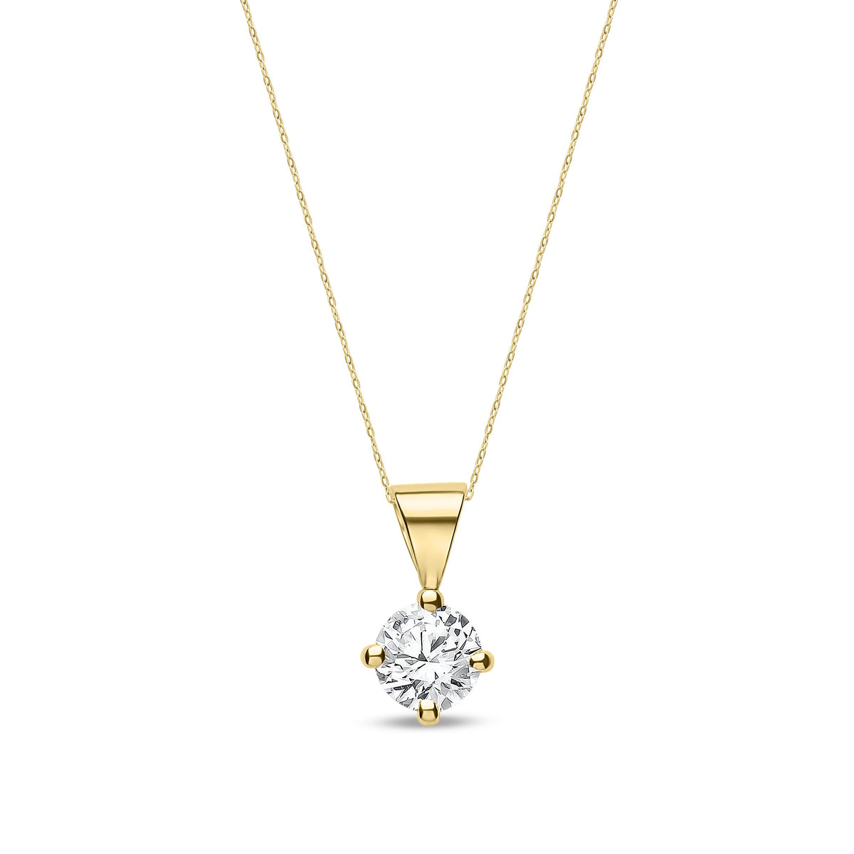18ct Yellow Gold Natural Diamond Claw Set Round Solitaire Pendant — 0.35ct