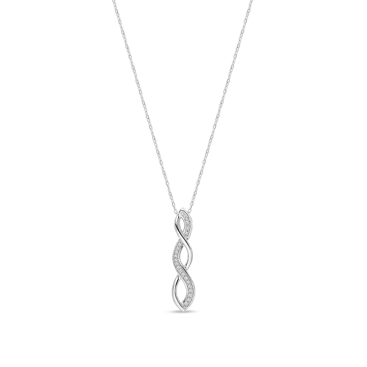 9ct White Gold Natural Diamond Infinity Twist Pendant