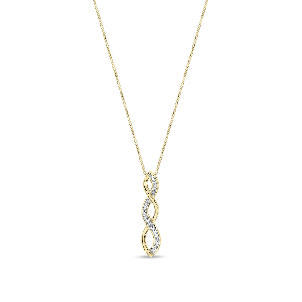 9ct Yellow Gold Natural Diamond Infinity Twist Pendant