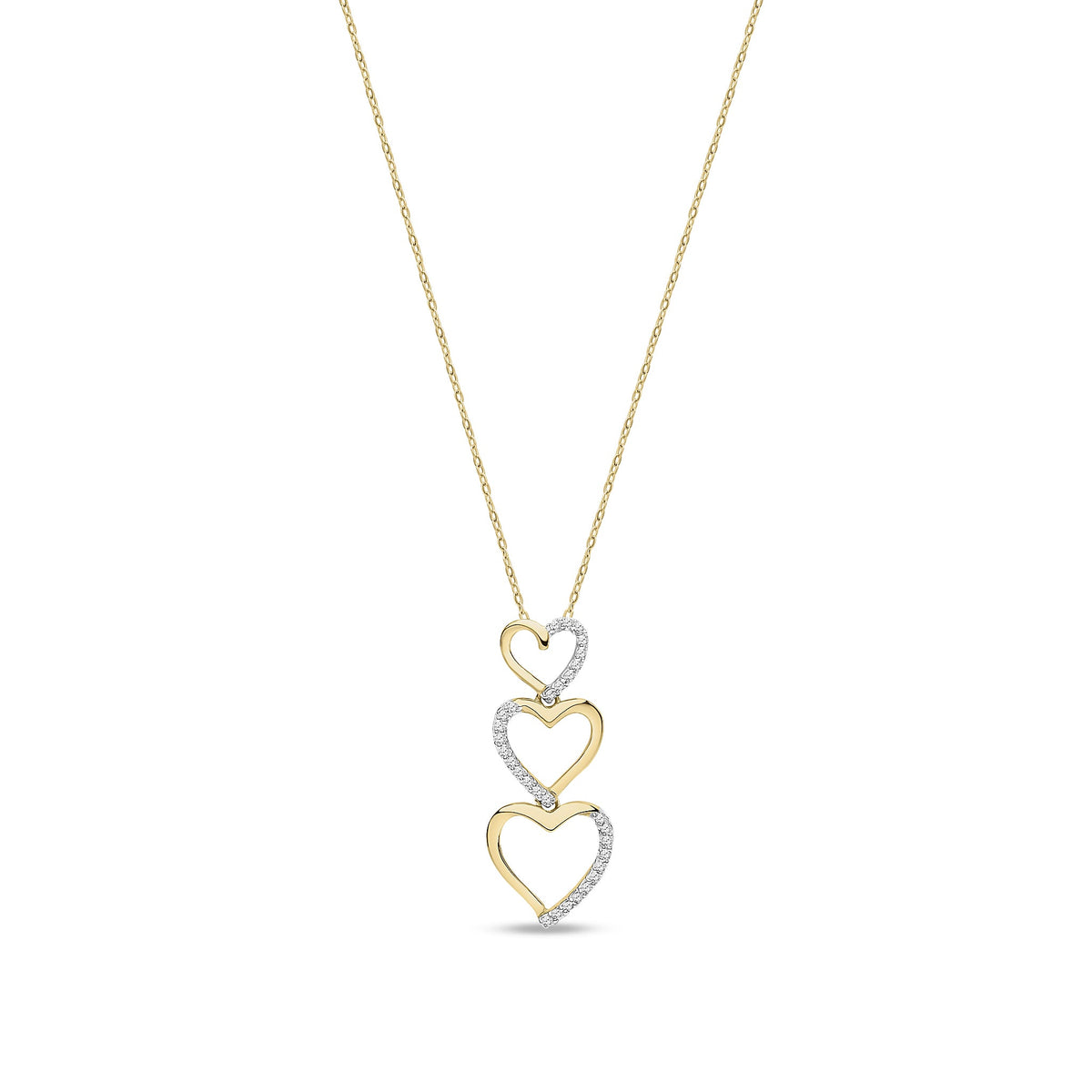 9ct Yellow Gold Natural Diamond Heart Pendant