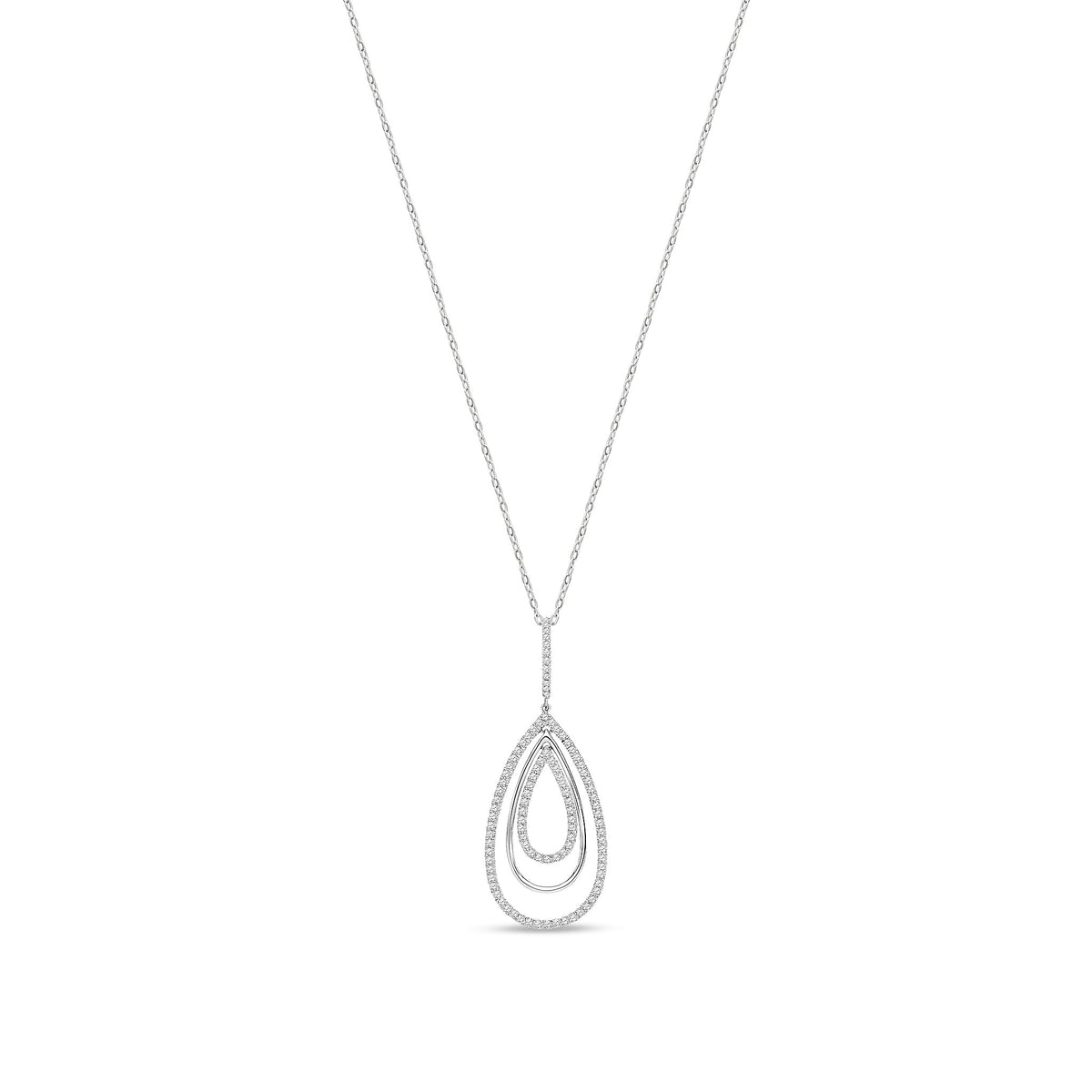 18ct White Gold Natural Diamond Triple Teardrop Pendant