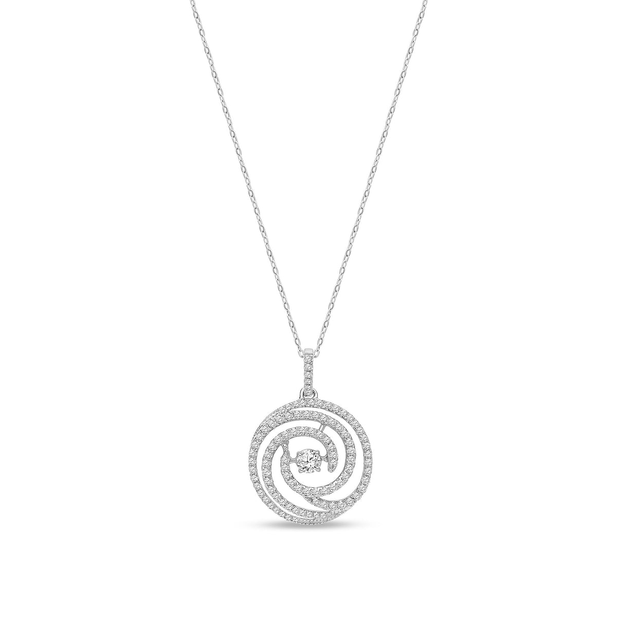 18ct White Gold Natural Diamond Spiral Swirl Pendant
