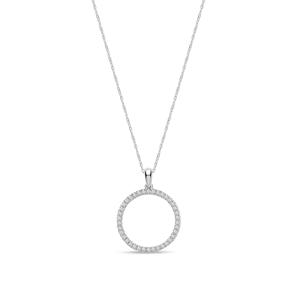 9ct White Gold Natural Diamond Open Circle Pendant — 0.33ct