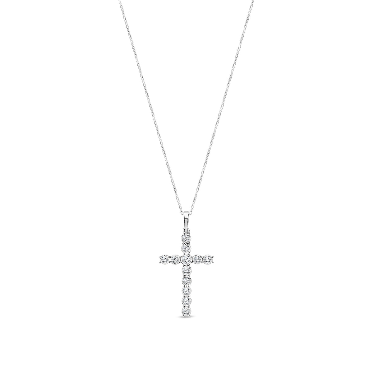 9ct White Gold Natural Diamond Cross Pendant — 0.27ct