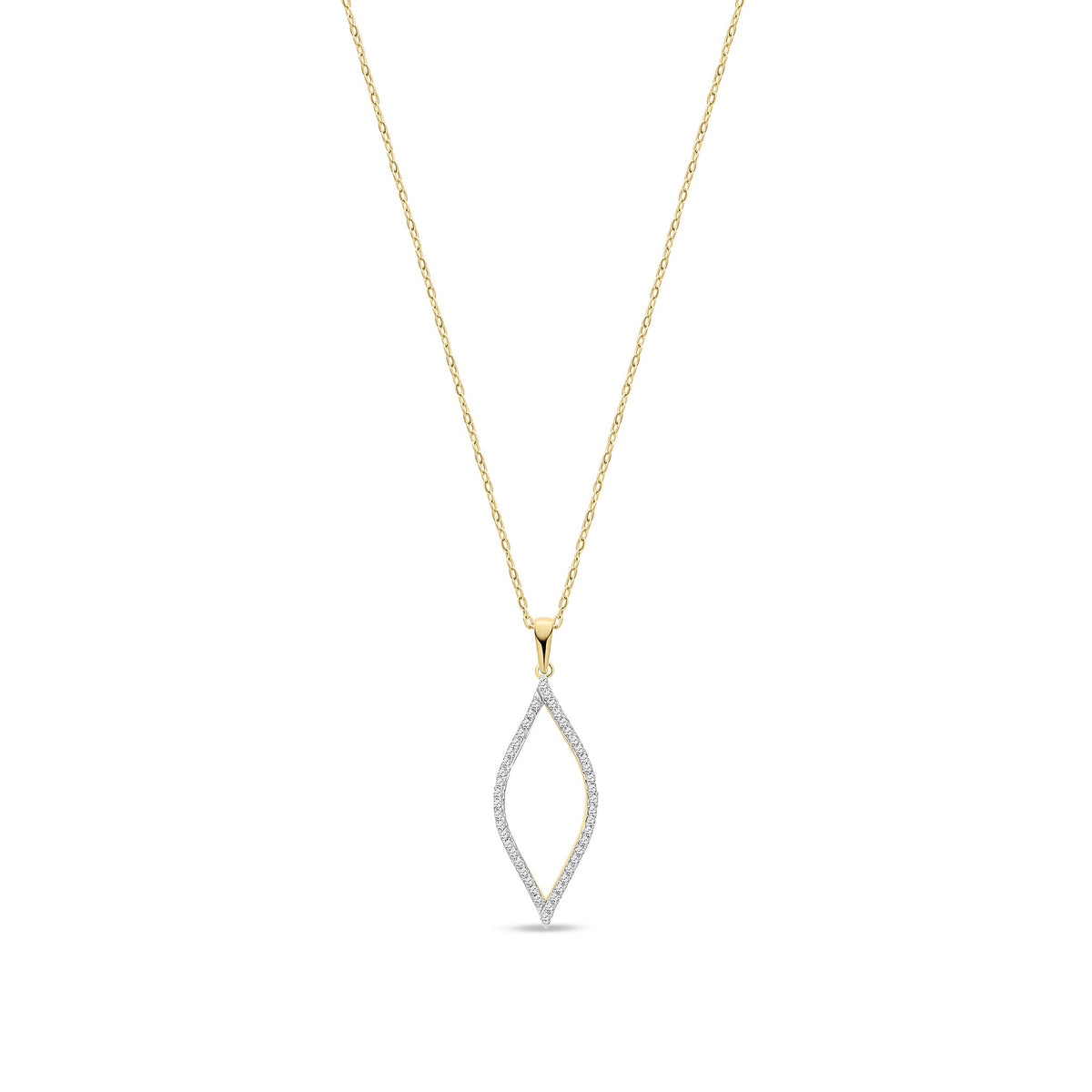 9ct Yellow Gold Natural Diamond Open Marquise Pendant
