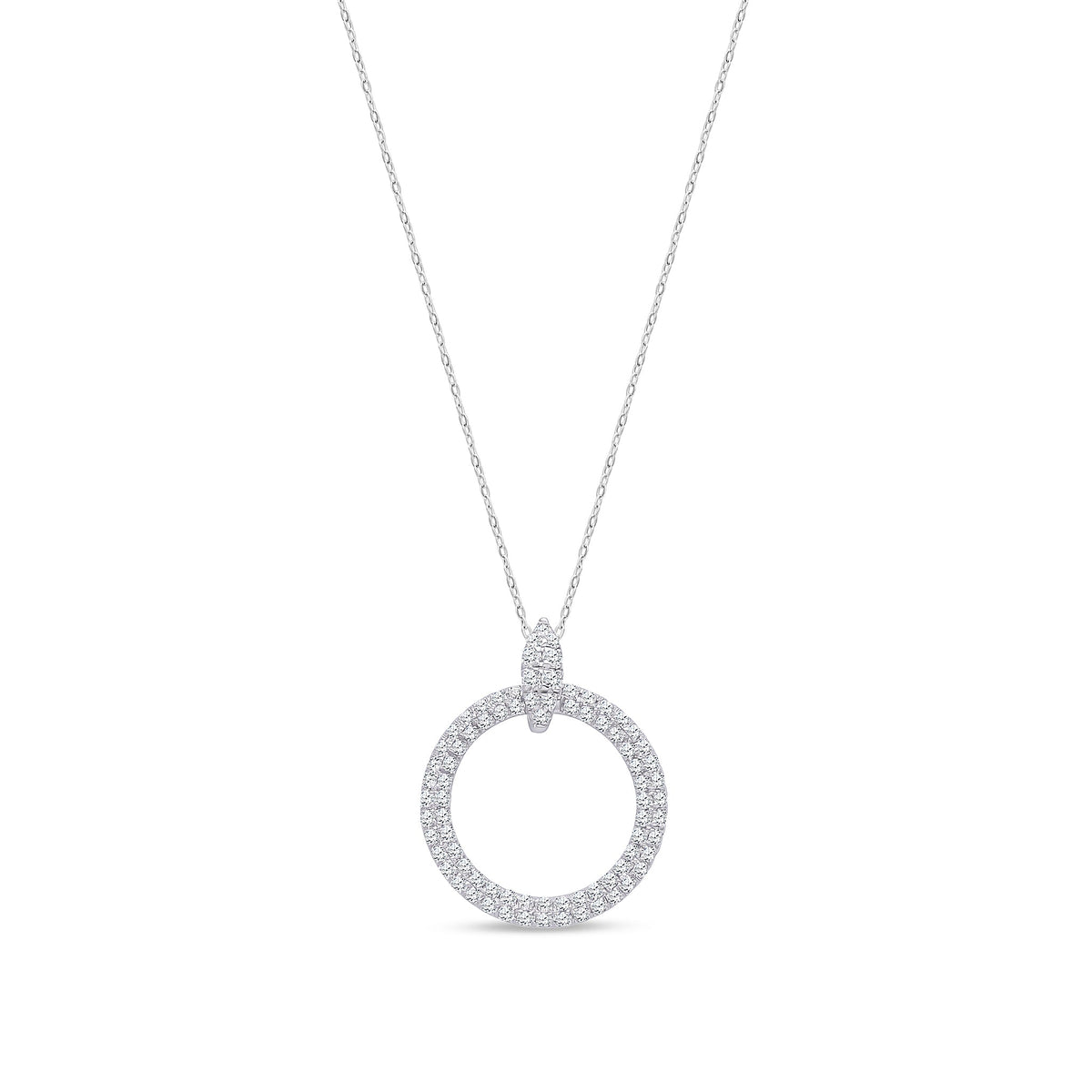 9ct White Gold Natural Diamond Open Circle Pendant