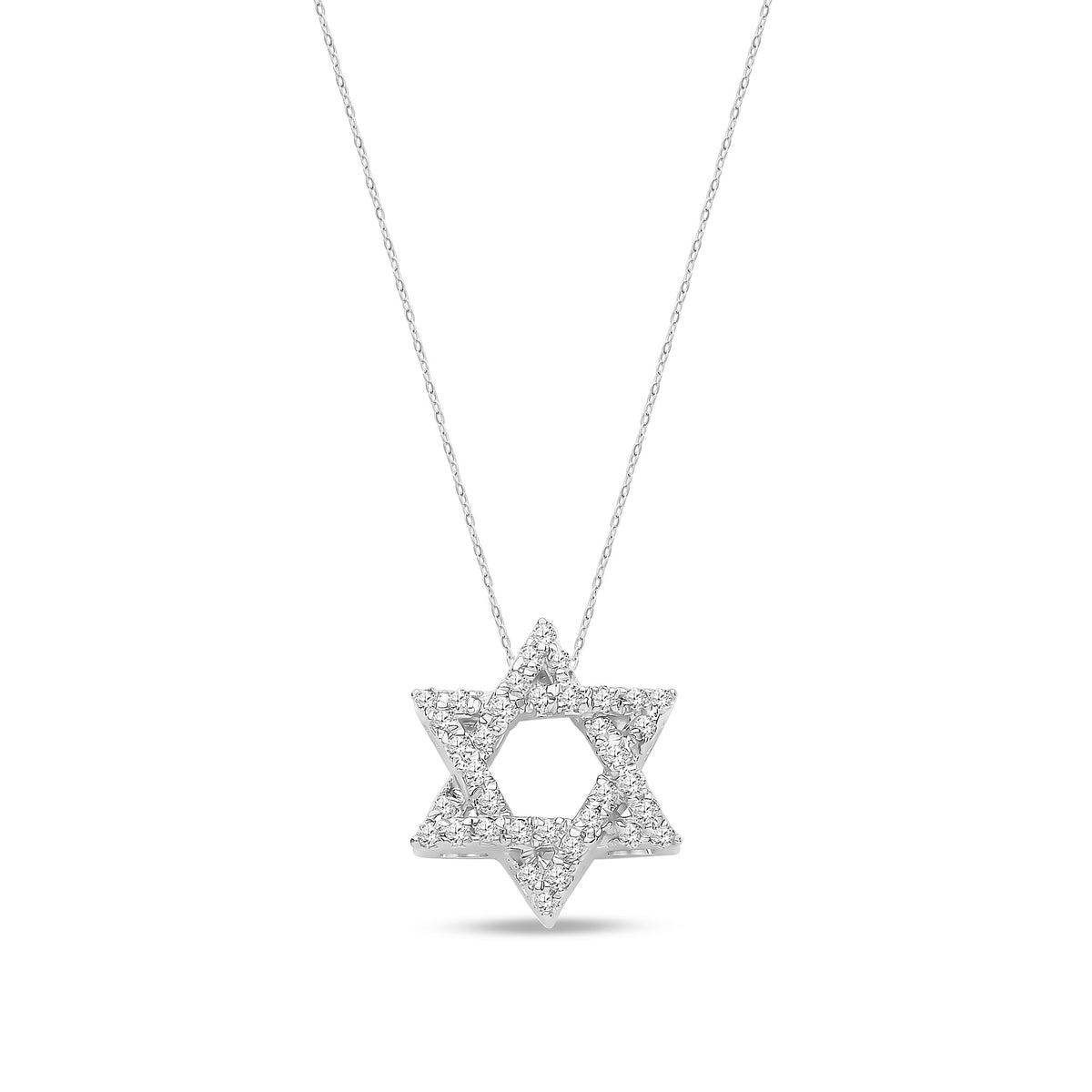 9ct White Gold Natural Diamond Star of David Pendant — 0.10ct