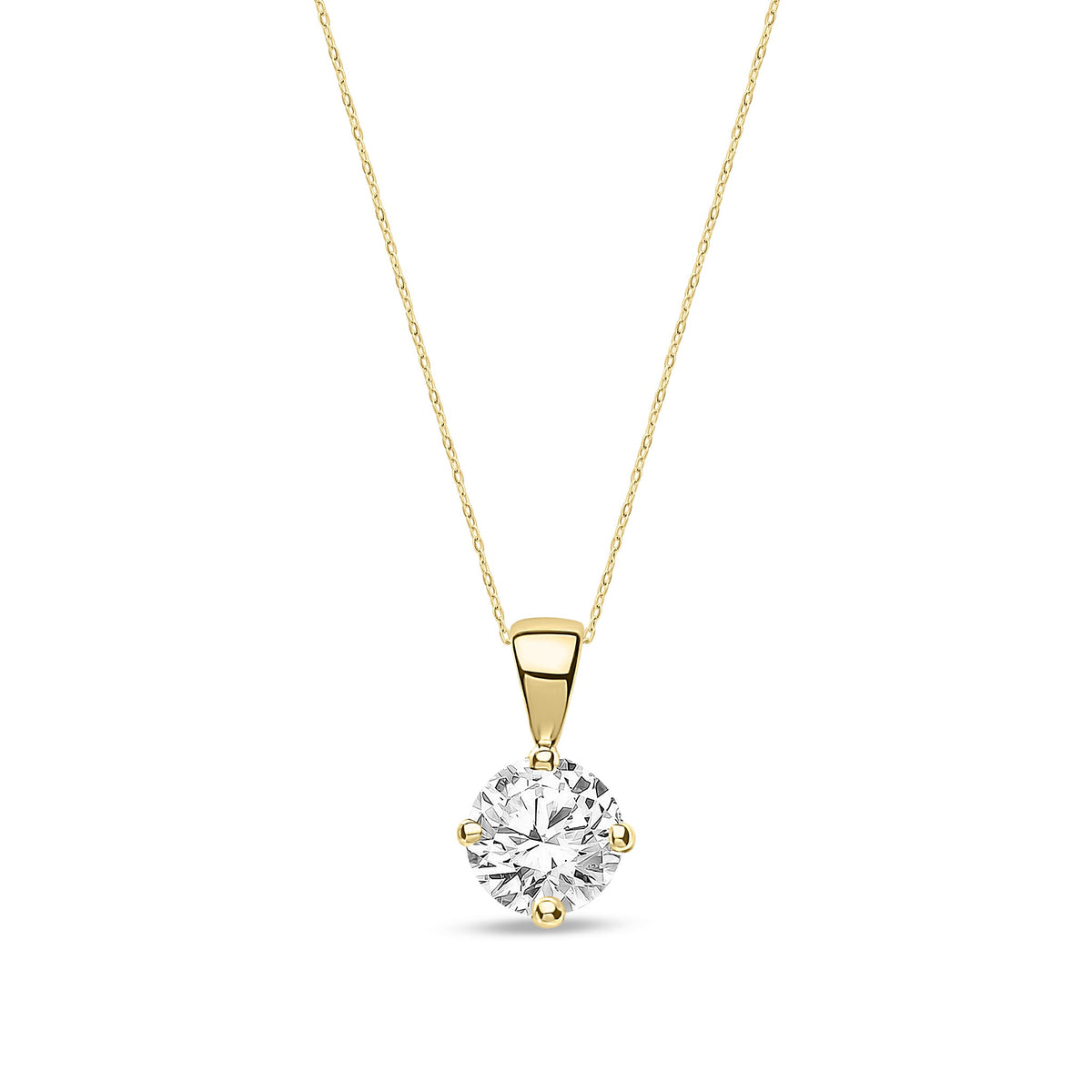 18ct Yellow Gold Natural Diamond Claw Set Round Solitaire Pendant — 1.00ct
