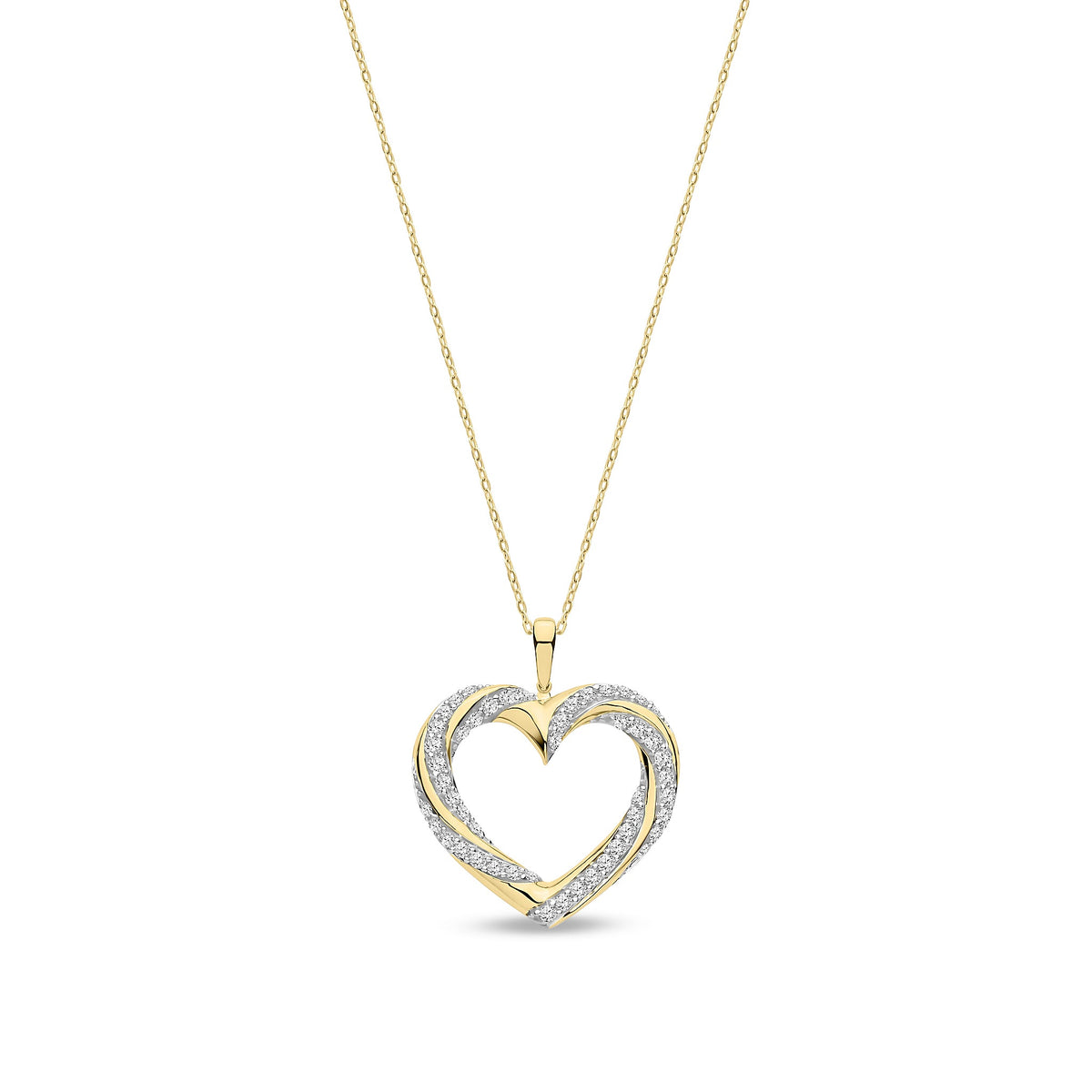 9ct Yellow Gold Natural Diamond Twisted Sweep Pendant