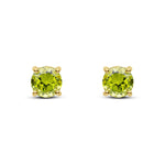9ct Yellow Gold Round Natural Peridot Claw Stud Earrings — 6mm