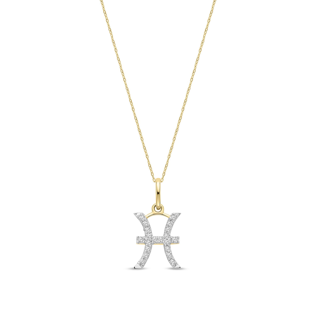 9ct Yellow Gold Natural Diamond Pisces Zodiac Pendant