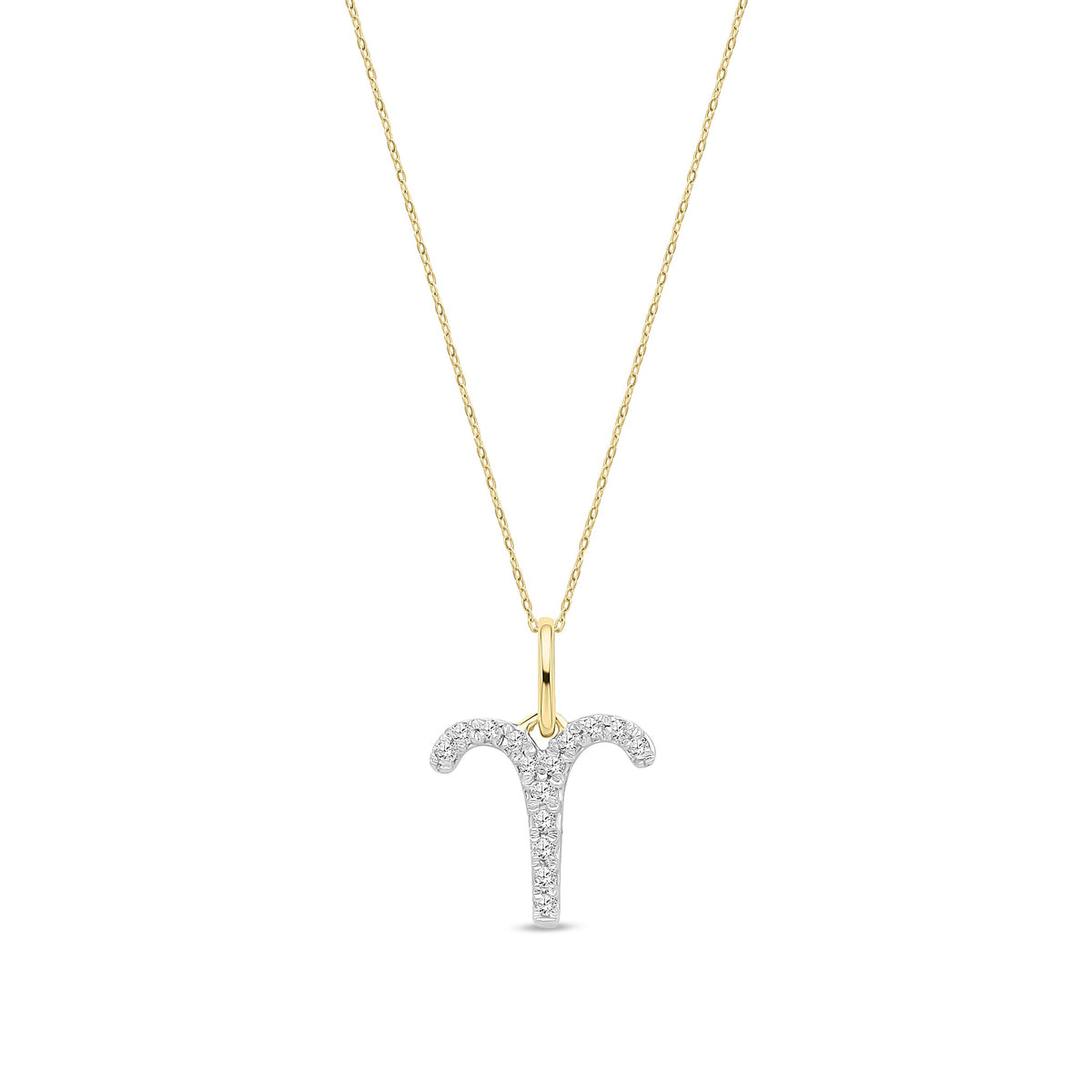 9ct Yellow Gold Natural Diamond Aries Zodiac Pendant