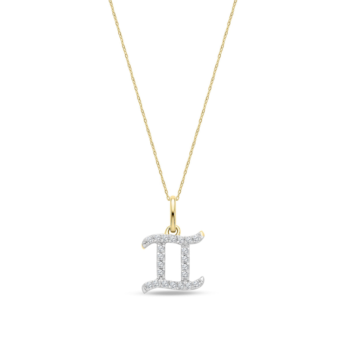 9ct Yellow Gold Natural Diamond Gemini Zodiac Pendant