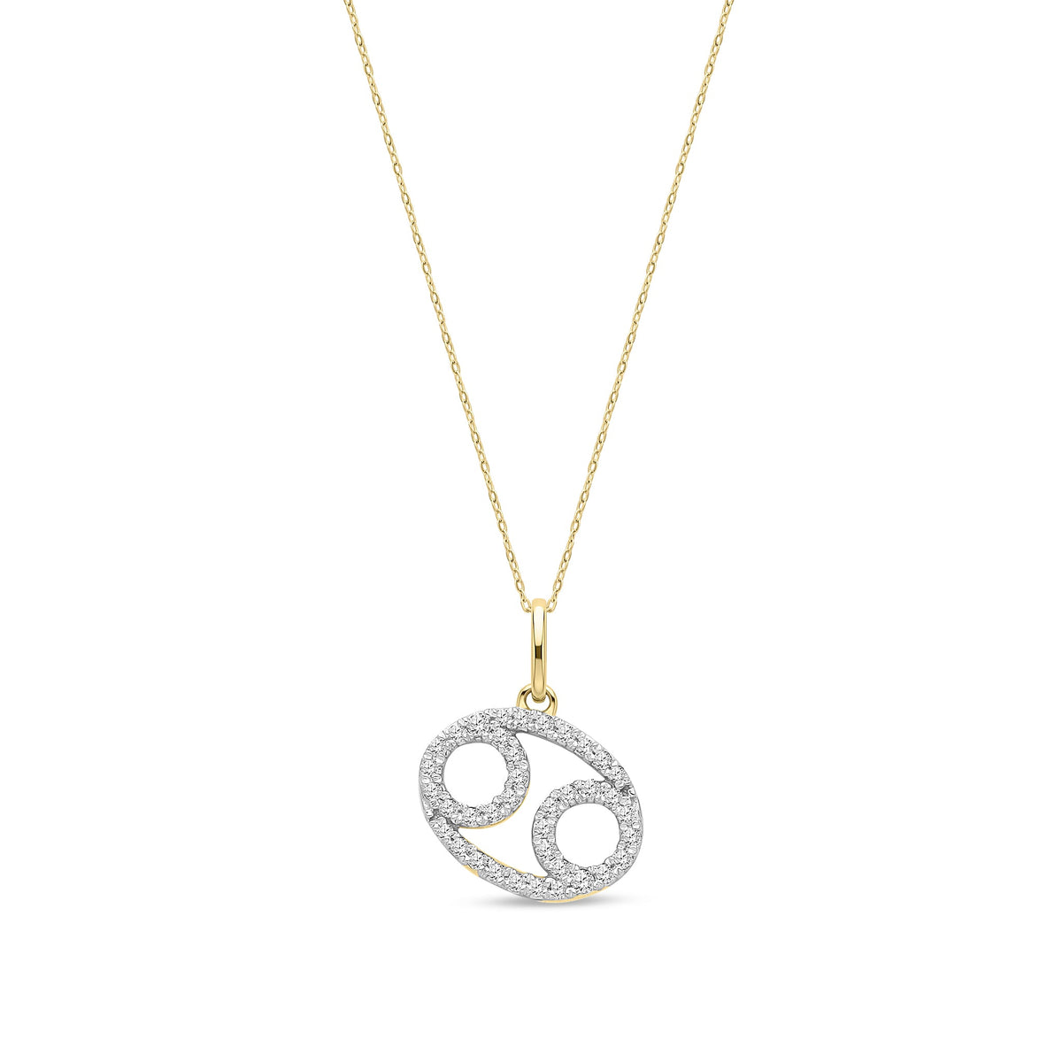 9ct Yellow Gold Natural Diamond Cancer Zodiac Pendant