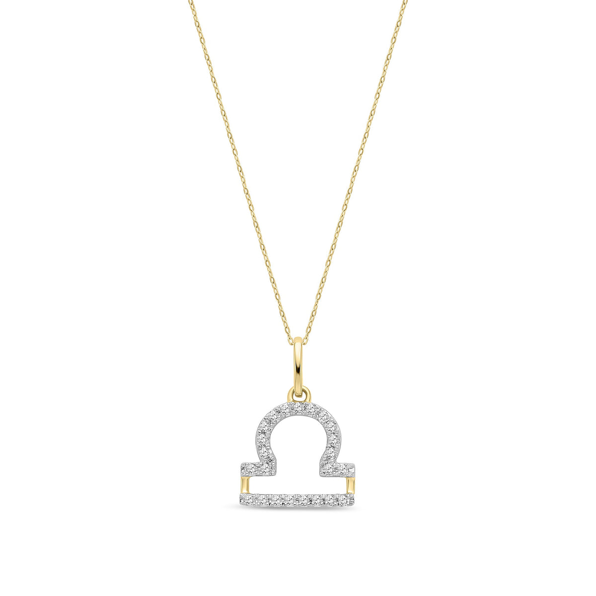 9ct Yellow Gold Natural Diamond Libra Zodiac Pendant