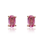 9ct Rose Gold Oval Natural Pink Sapphire Claw Stud Earrings — 5x3mm