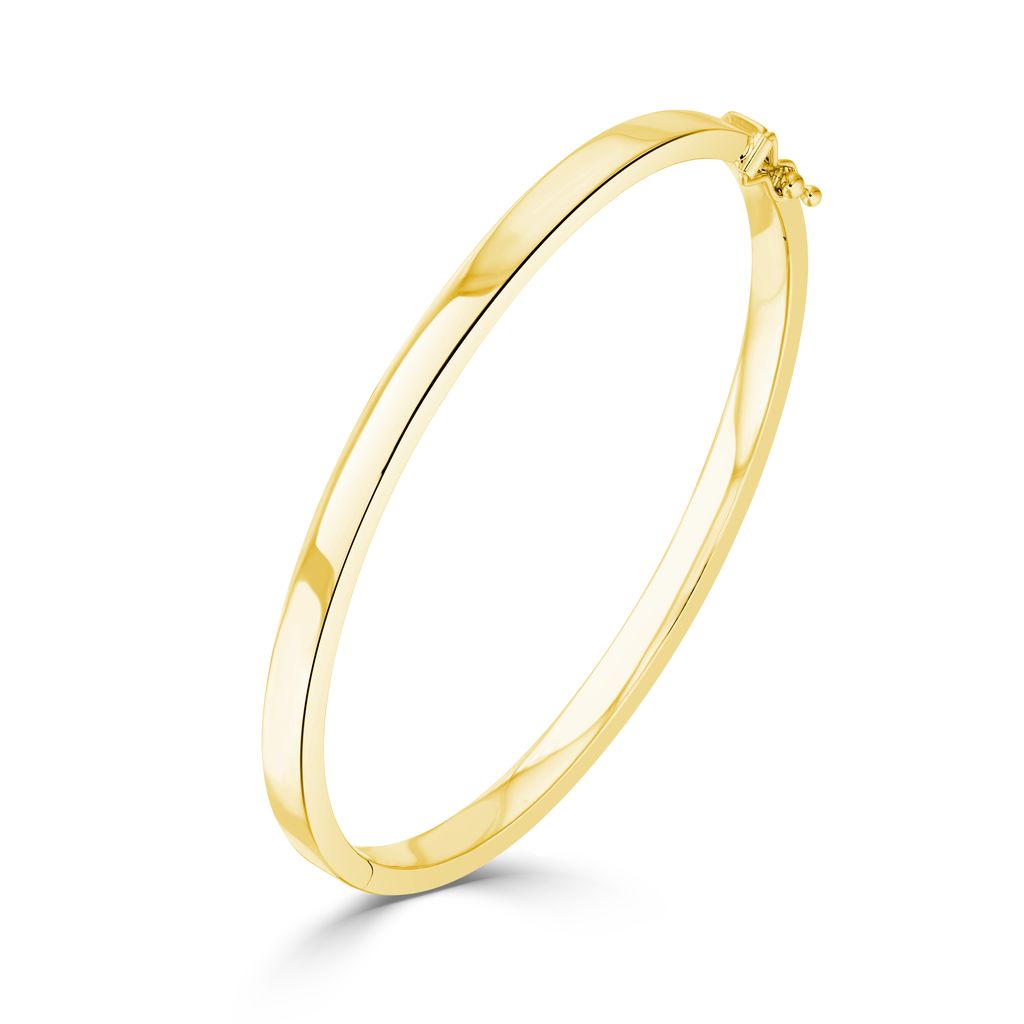 9ct Yellow Gold Square Section Hinged Solid Bangle