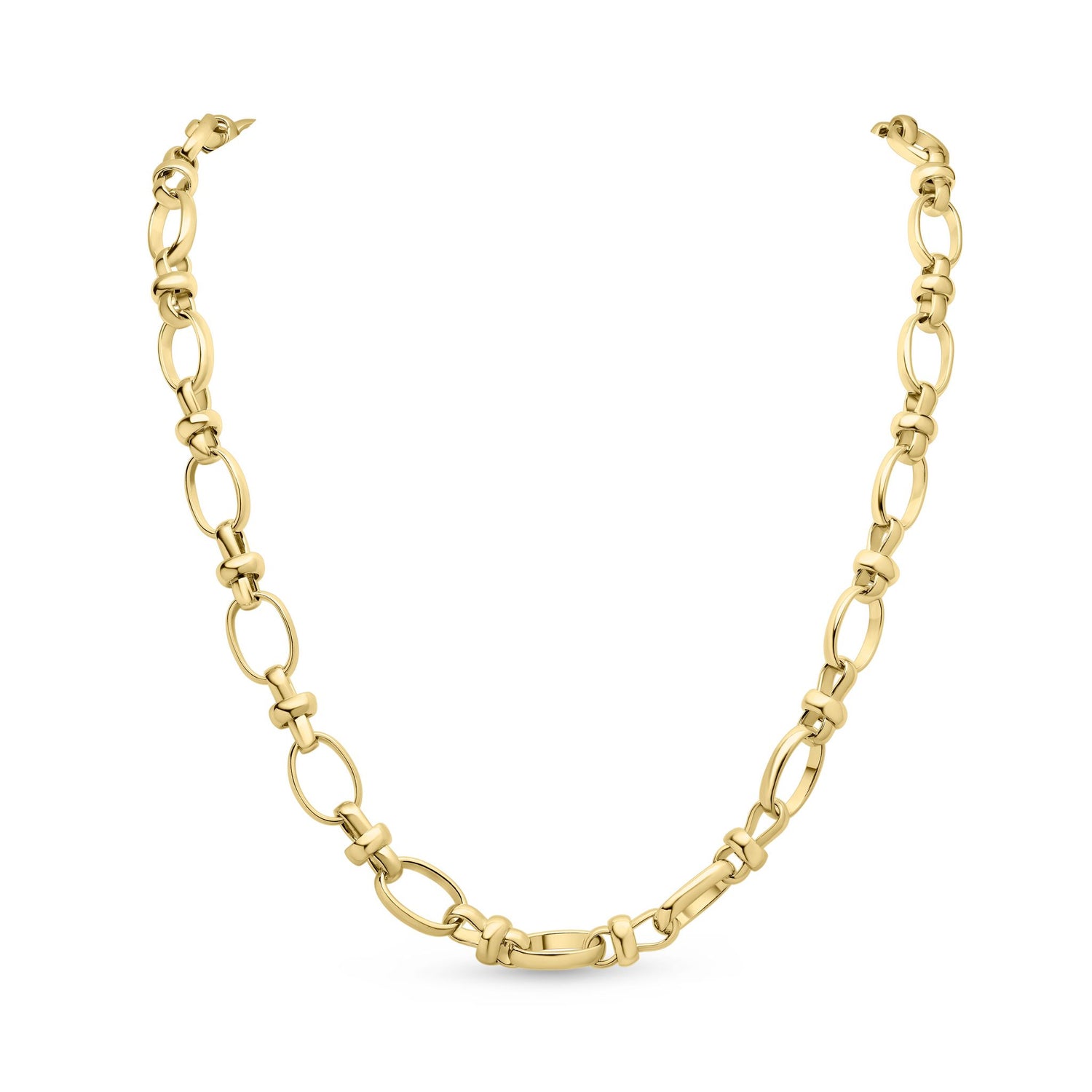 18ct Gold Vermeil on Sterling Silver 8.5mm Oval Pinch Bar Necklace