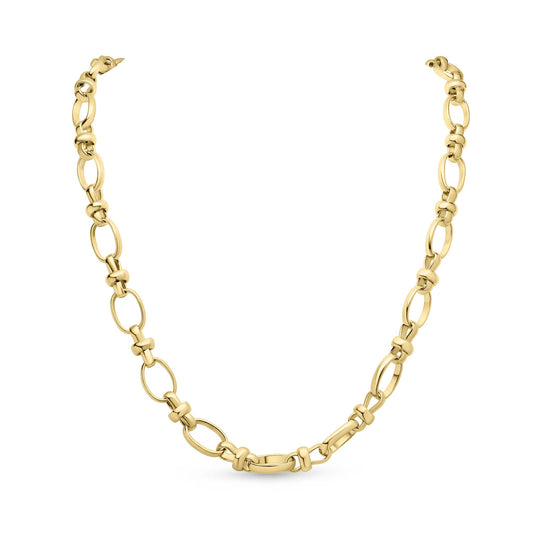 18ct Gold Vermeil on Sterling Silver 8.5mm Oval Pinch Bar Necklace
