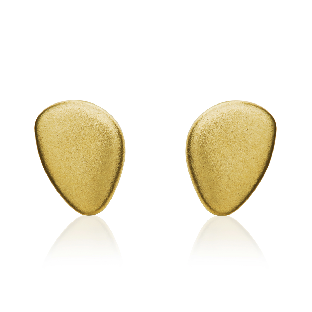 9ct Yellow Gold Satin Organic Pebble Stud Earrings