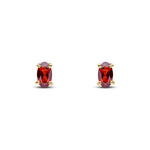 9ct Yellow Gold Oval Natural Garnet Claw Stud Earrings — 5x3mm