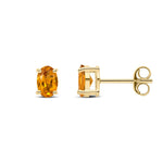 9ct Yellow Gold Oval Natural Citrine Claw Stud Earrings — 6x4mm