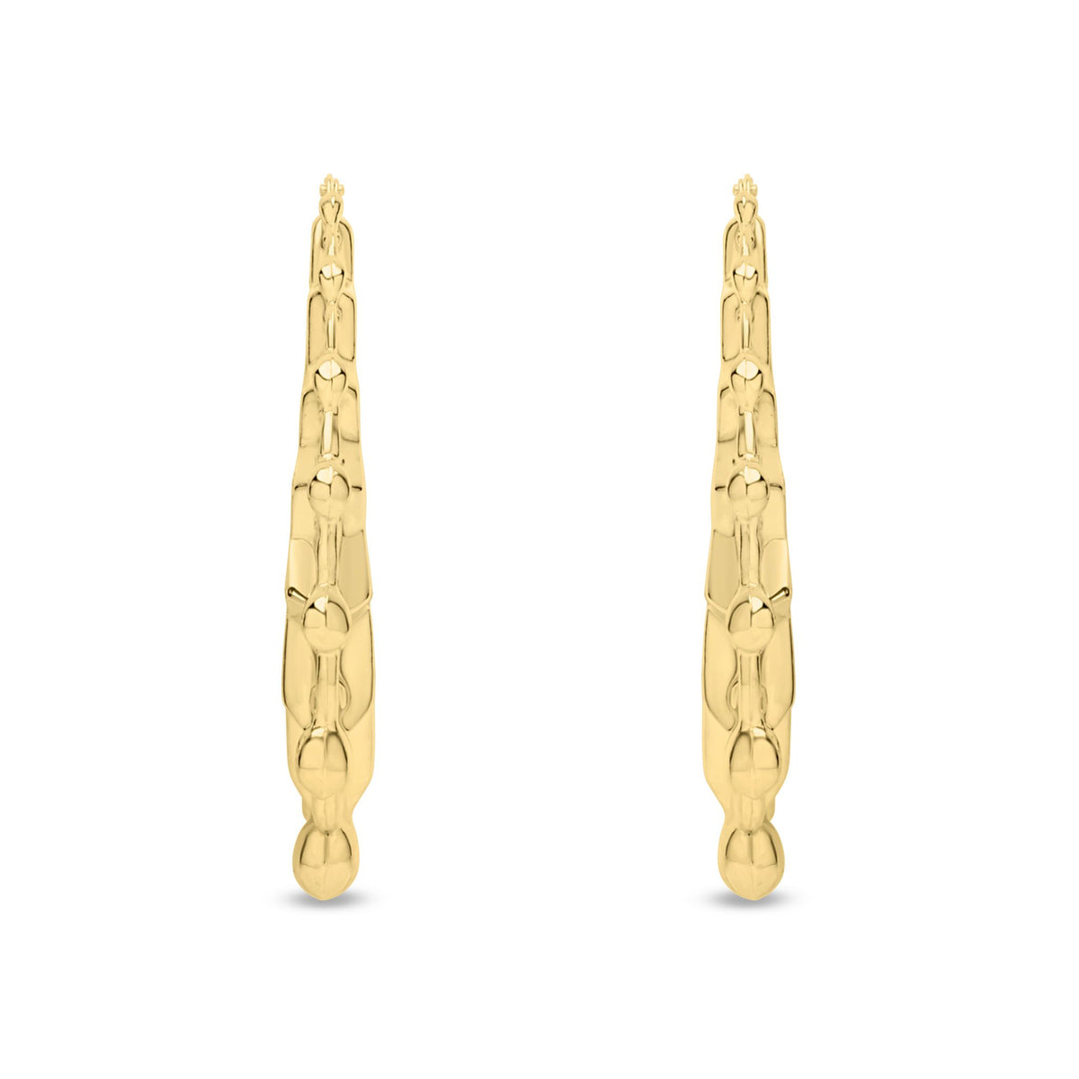 9ct Yellow Gold Large Scalloped Decorative Creole Hoop Earrings