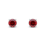 9ct White Gold Round Natural Garnet Claw Set Stud Earrings — 6mm