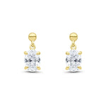 9ct Yellow Gold Oval Cubic Zirconia CZ Drop Earrings — 7x5mm