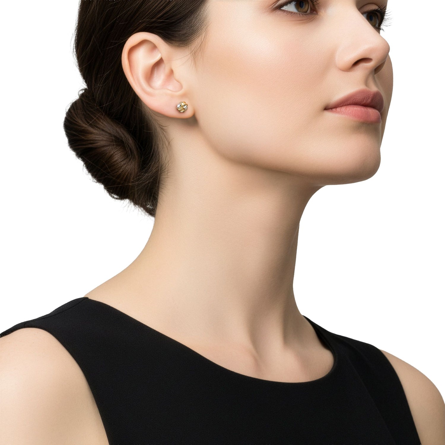 9ct Two-Tone Gold Polished 4-Strand Interlaced Knot Stud Earrings — 8mm
