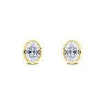 9ct Yellow Gold Oval Cubic Zirconia CZ Rubover Stud Earrings — 7x5mm