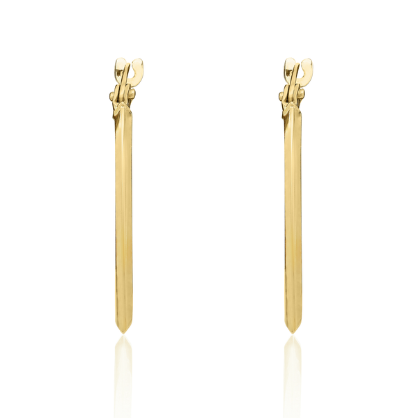 9ct Gold Polished Flat Bevelled Oval Hoop Earrings