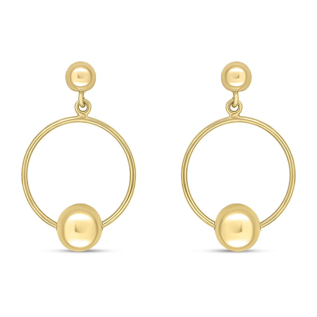 9ct Gold Ring and Polished 6mm Ball Drop Earrings