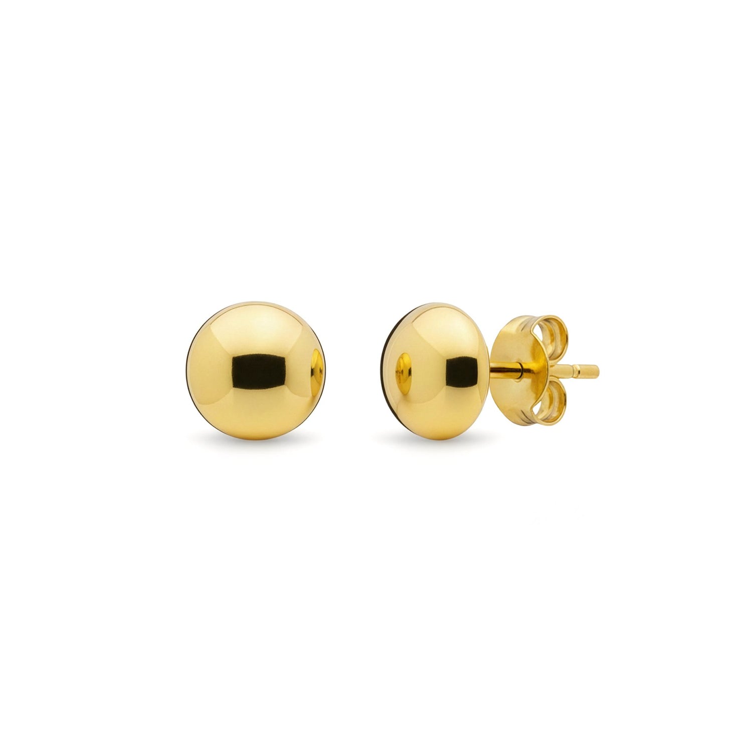 9ct Yellow Gold Polished Button Stud Earrings — 8mm
