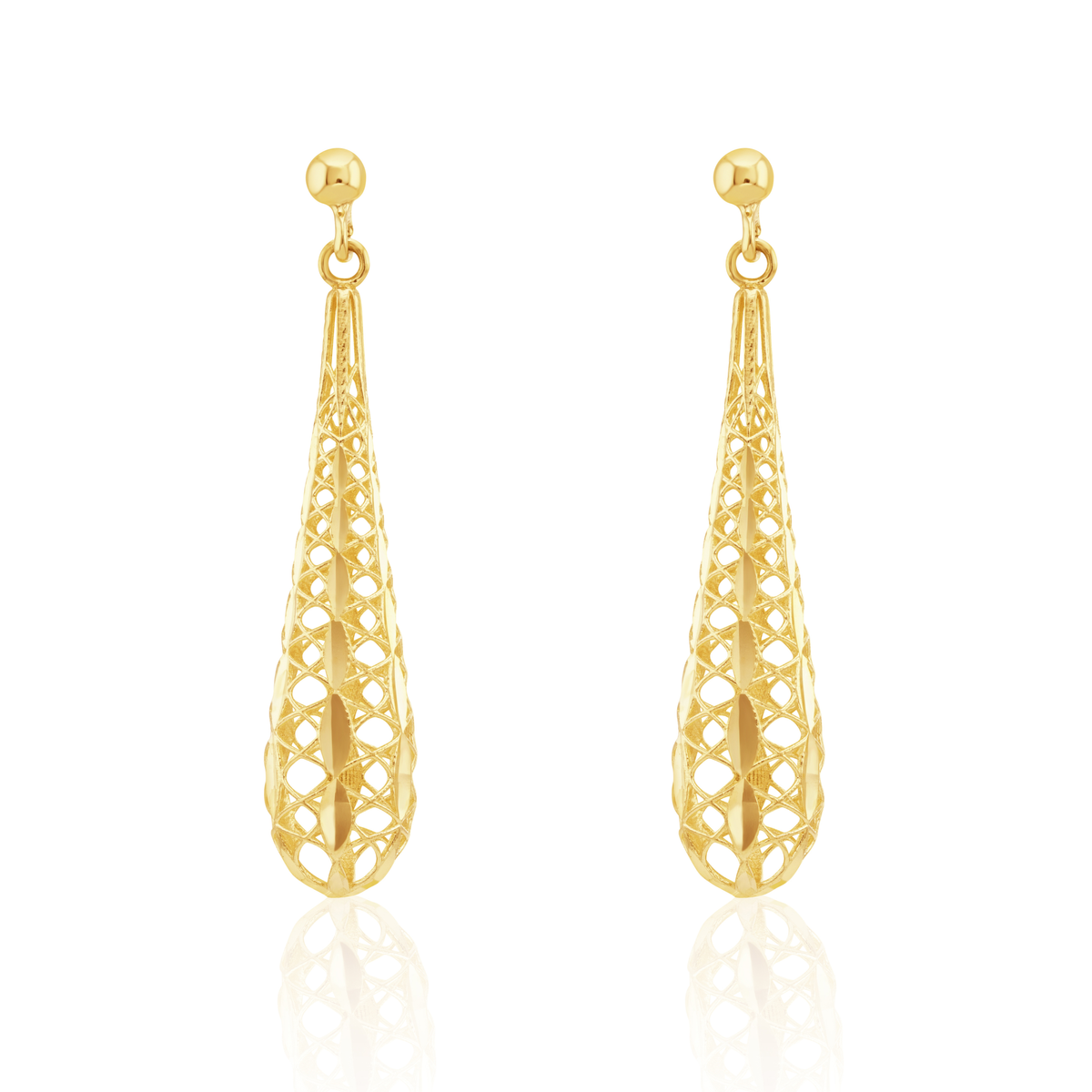 9ct Gold Openwork Torpedo Drop Earrings