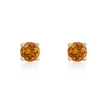 9ct Yellow Gold Round Natural Citrine Claw Stud Earrings — 4mm