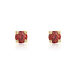 9ct Yellow Gold Round Natural Garnet Claw Stud Earrings — 3mm