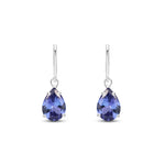 9ct White Gold Pear Shaped Natural Tanzanite Claw Wire Hook Drop Earrings