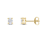 9ct Yellow Gold Oval Cubic Zirconia CZ Claw Stud Earrings — 5x3mm